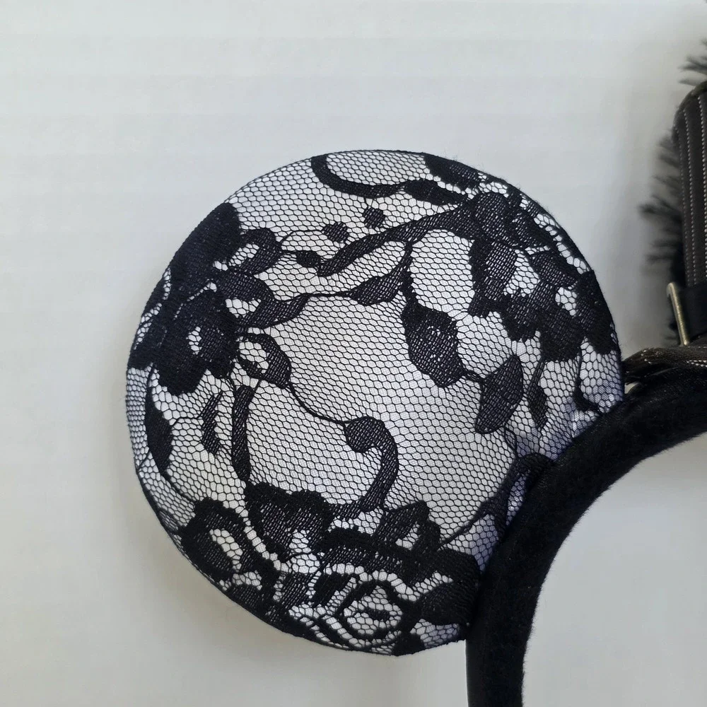 Headband Disney Parks Limited Lace Minnie Mouse Ears Top Hat Feathers